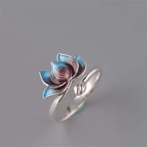 Bohemian Vintage Style Lotus Flower Design Ring