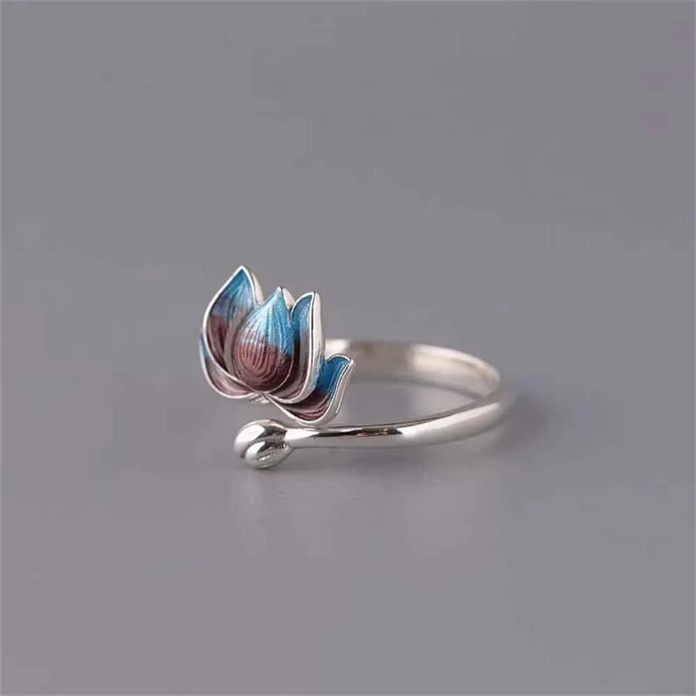 Bohemian Vintage Style Lotus Flower Design Ring