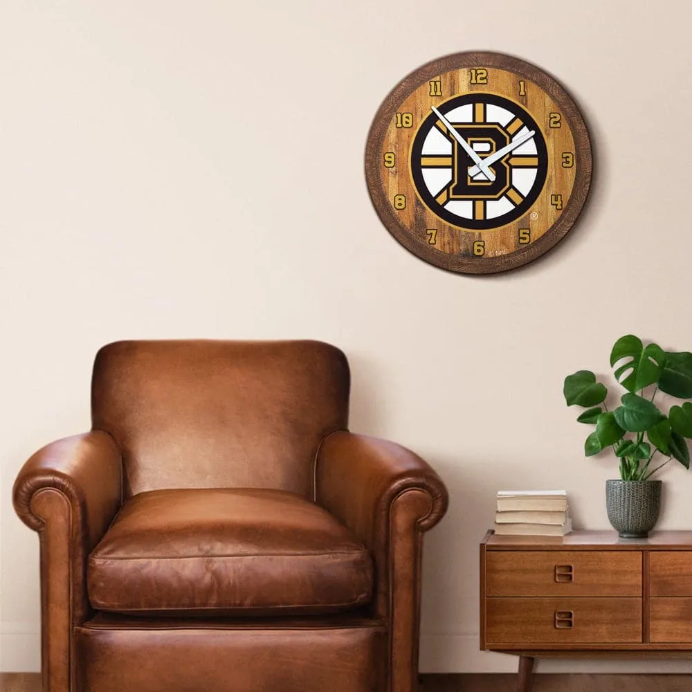 Boston Bruins: "Faux" Barrel Top Wall Clock