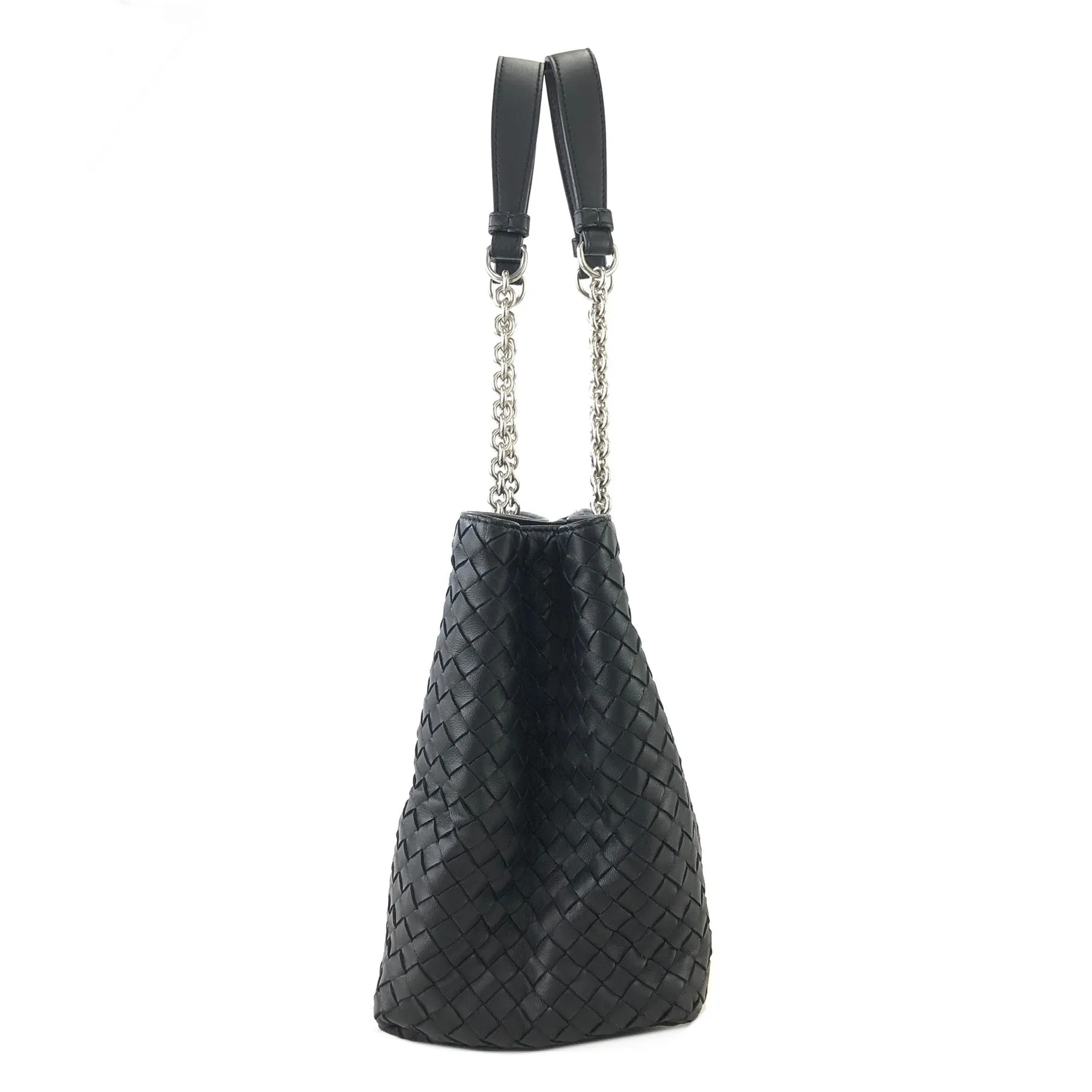Bottega Veneta Leather Chain Totebag Black Vintage rses7r