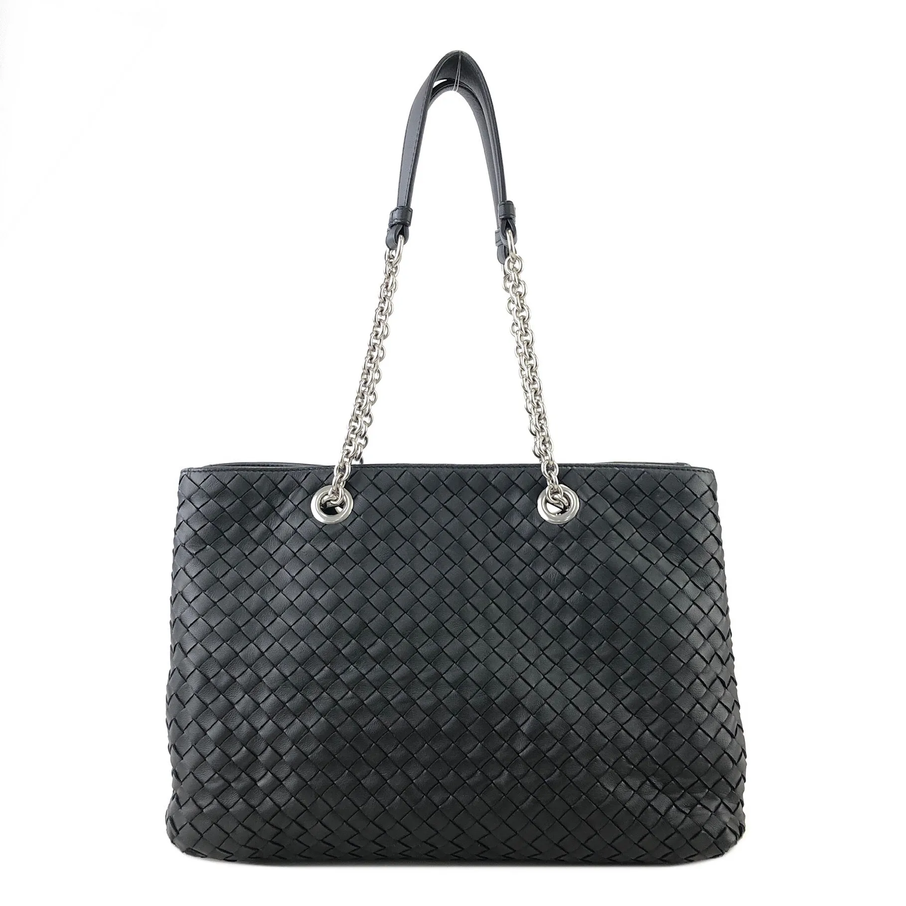 Bottega Veneta Leather Chain Totebag Black Vintage rses7r