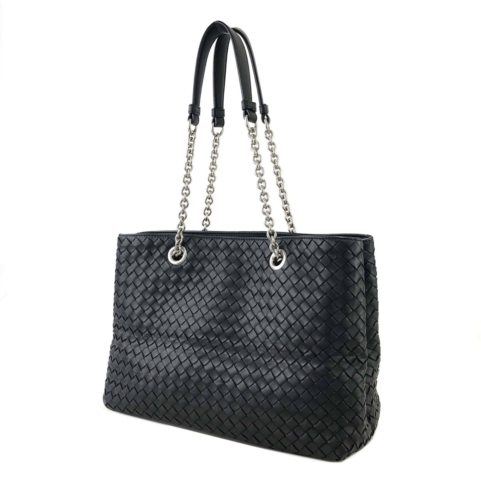 Bottega Veneta Leather Chain Totebag Black Vintage rses7r