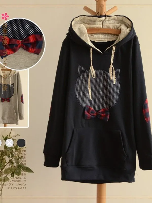 bow cat hoodie