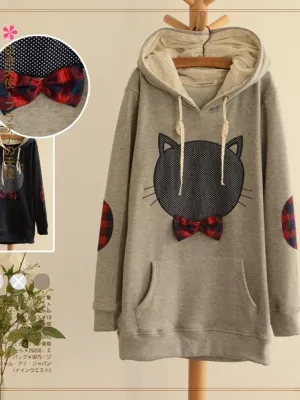 bow cat hoodie