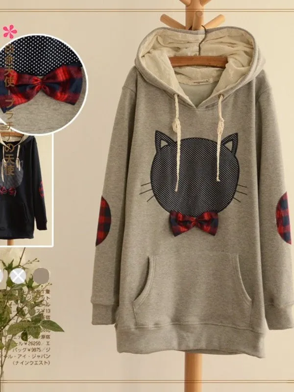 bow cat hoodie