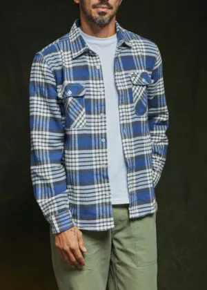 Bowery Flannel - Pacific Blue, White & Black
