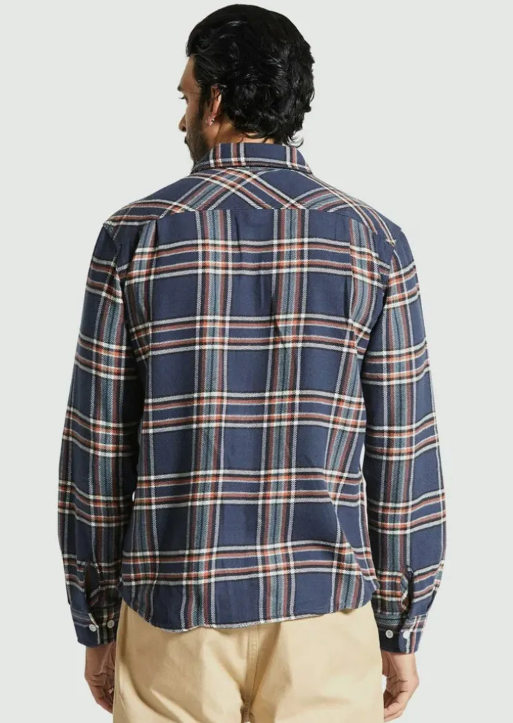Bowery LS Flannel Washed Navy / Off White / Terracota