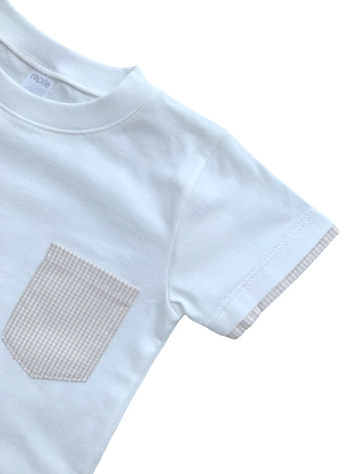 Boys Beige Gingham Short Sets