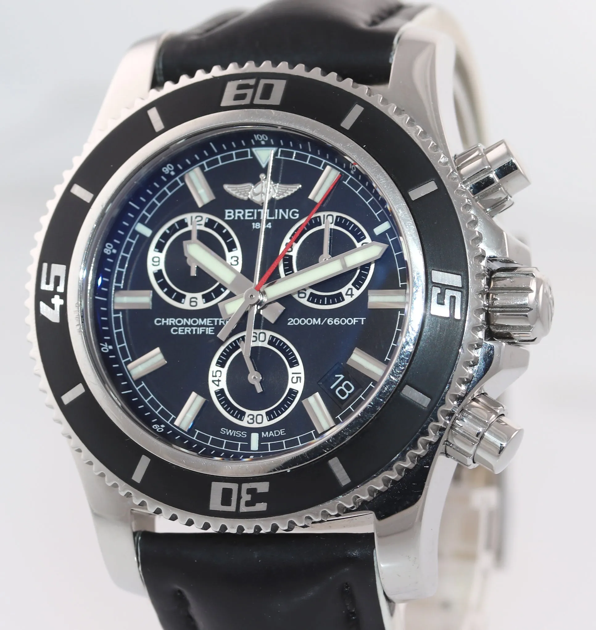 Breitling SuperOcean Chronograph A73310 M2000 Steel 46mm Quartz Date Watch