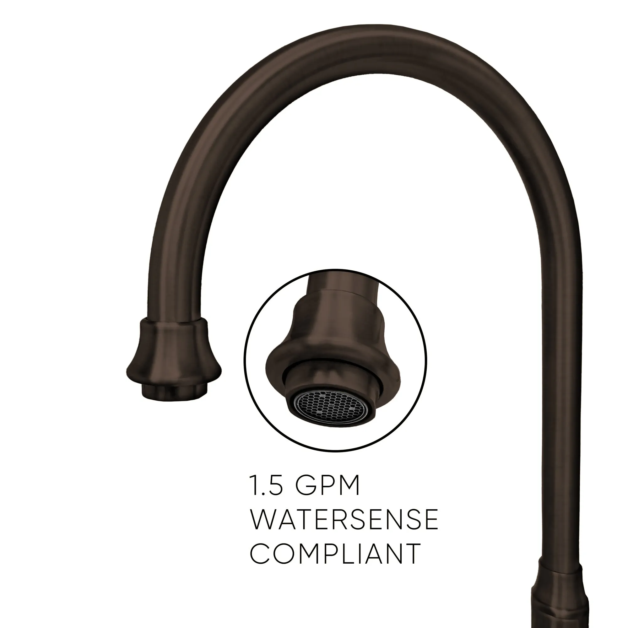 Bridge Faucet with Gooseneck Swivel Spout, Lever Handles and Solid Brass Side Spray