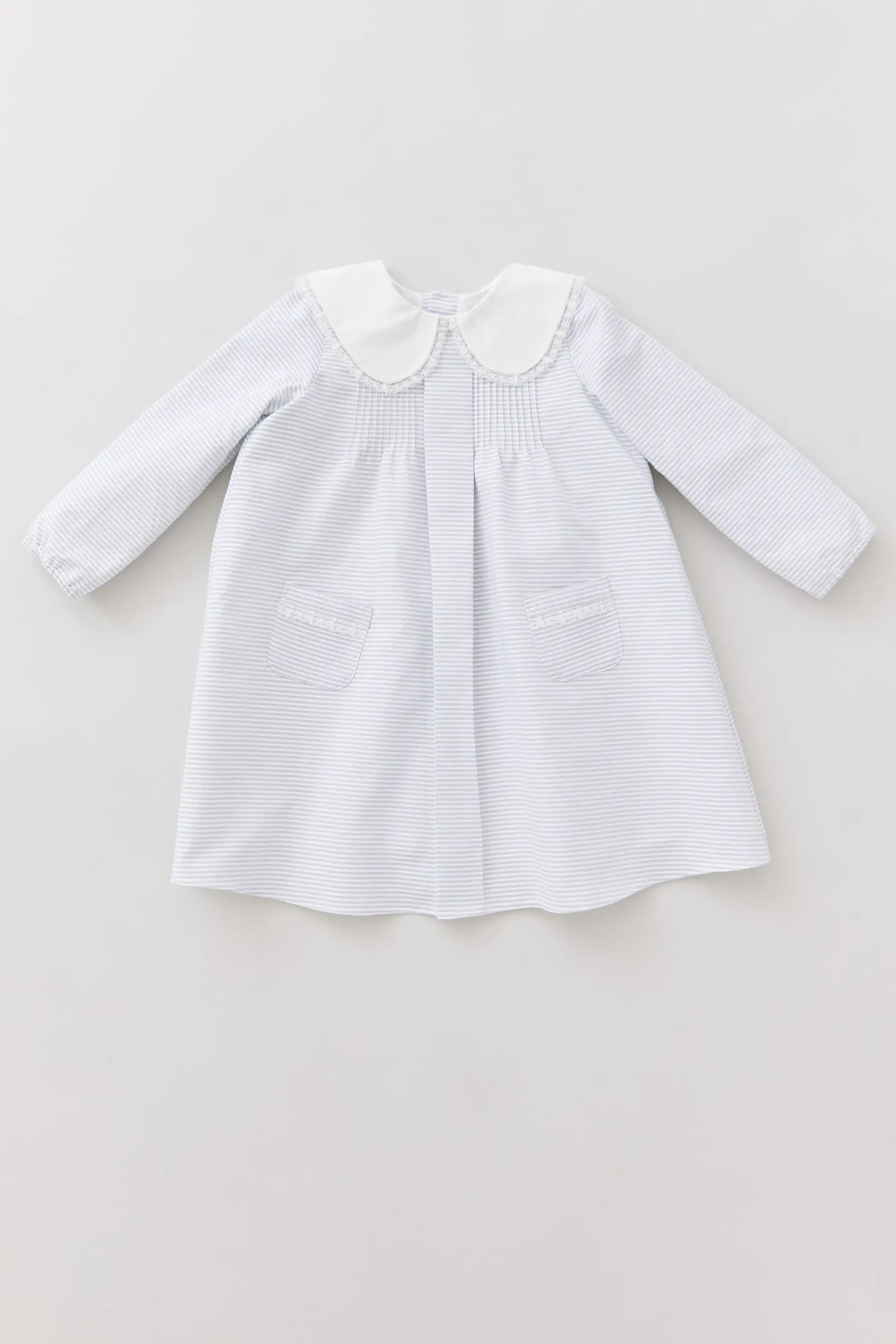Bubble Dress Long Sleeve in Grey Stripes