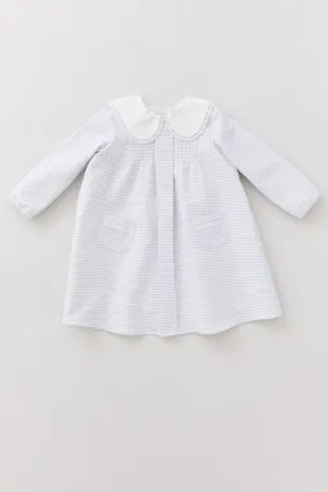 Bubble Dress Long Sleeve in Grey Stripes