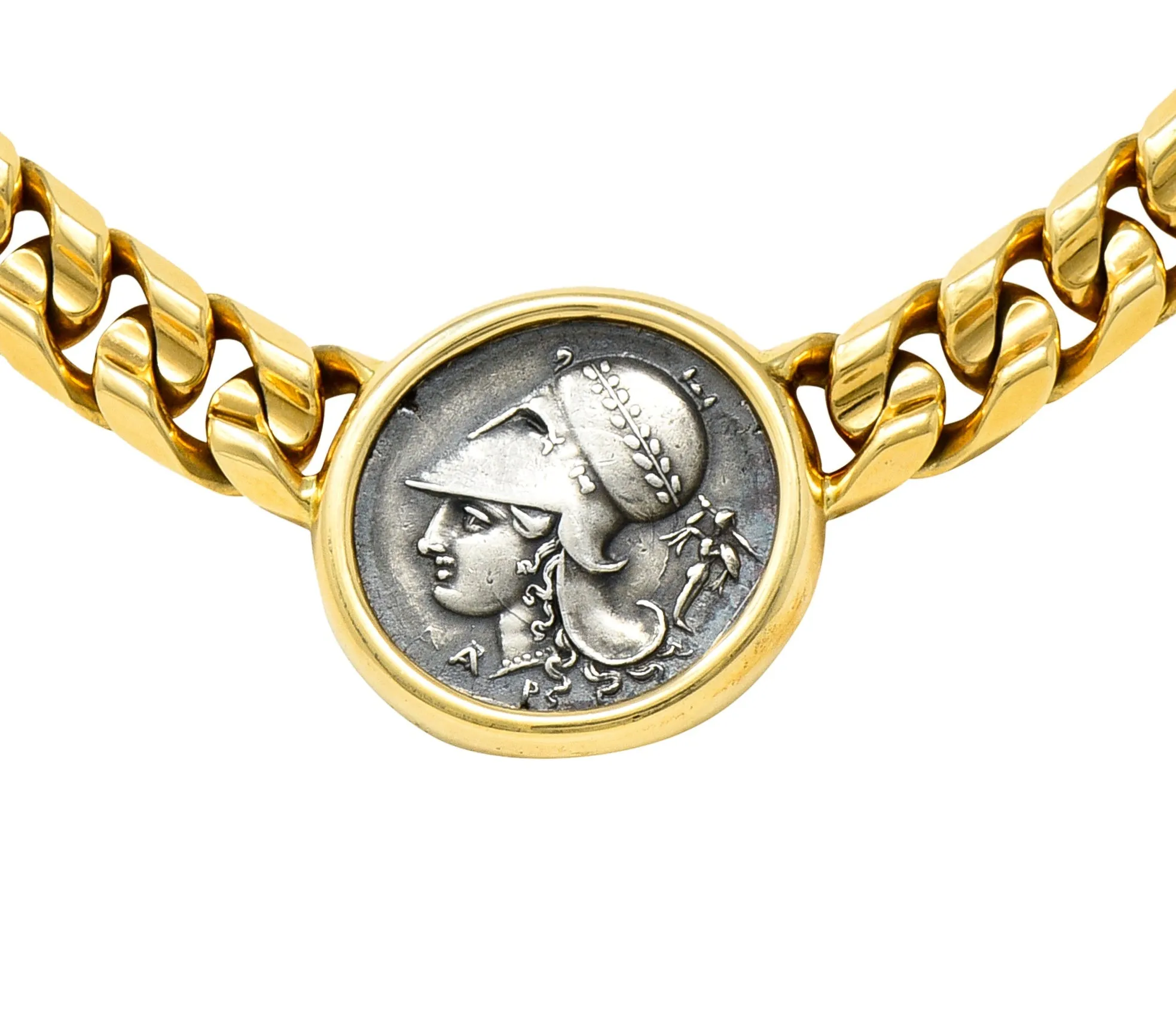 Bulgari Ancient Coin 18 Karat Yellow Gold Athena Pegasus Monete Station Necklace