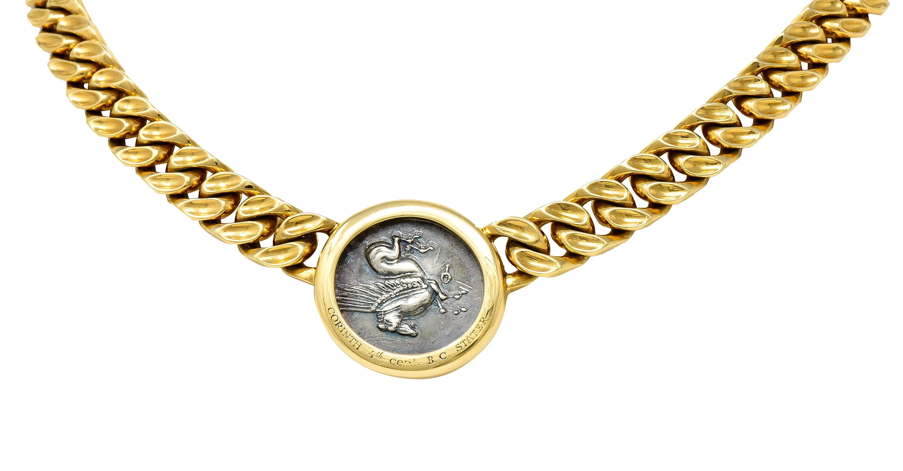 Bulgari Ancient Coin 18 Karat Yellow Gold Athena Pegasus Monete Station Necklace