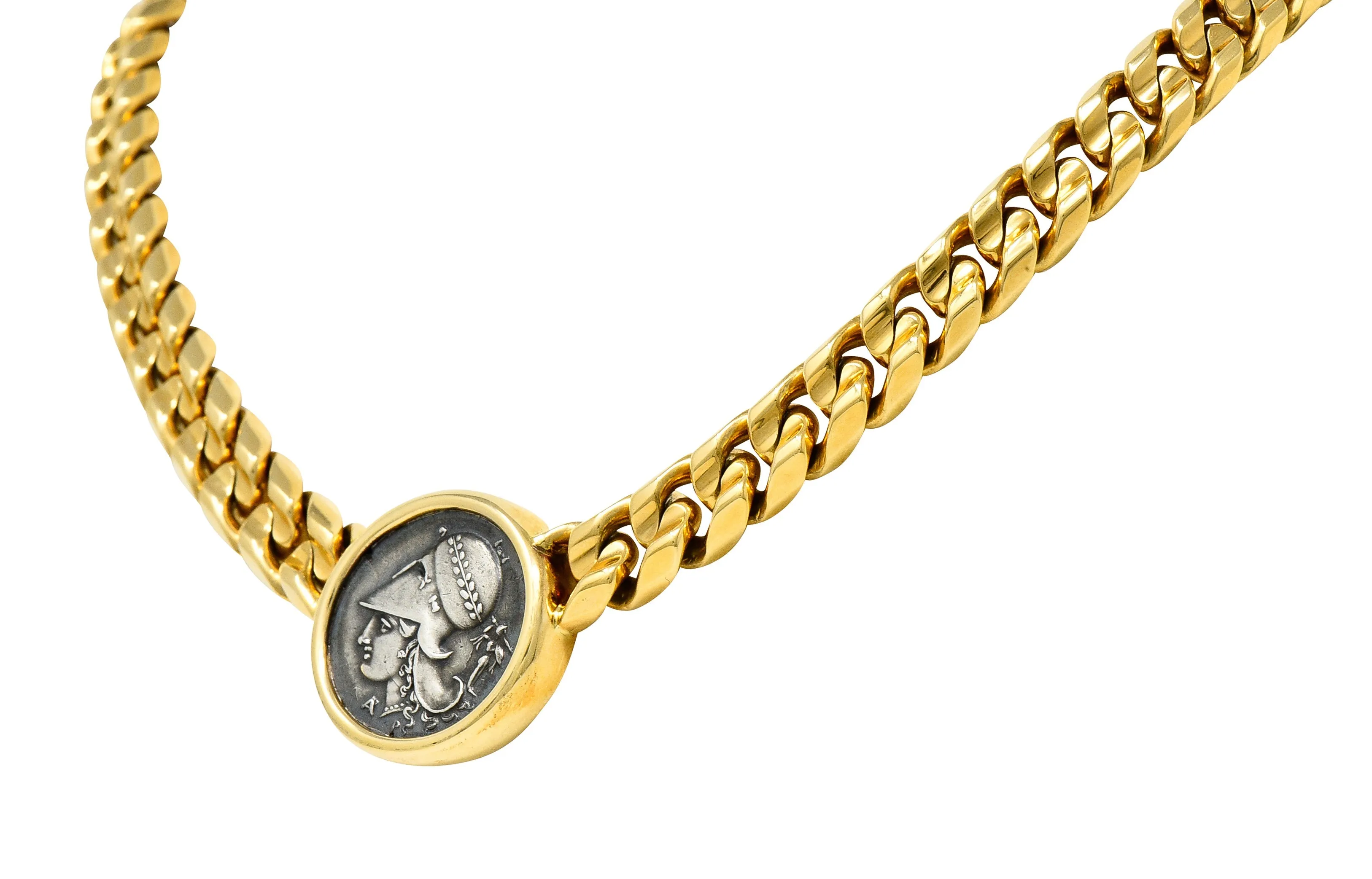 Bulgari Ancient Coin 18 Karat Yellow Gold Athena Pegasus Monete Station Necklace