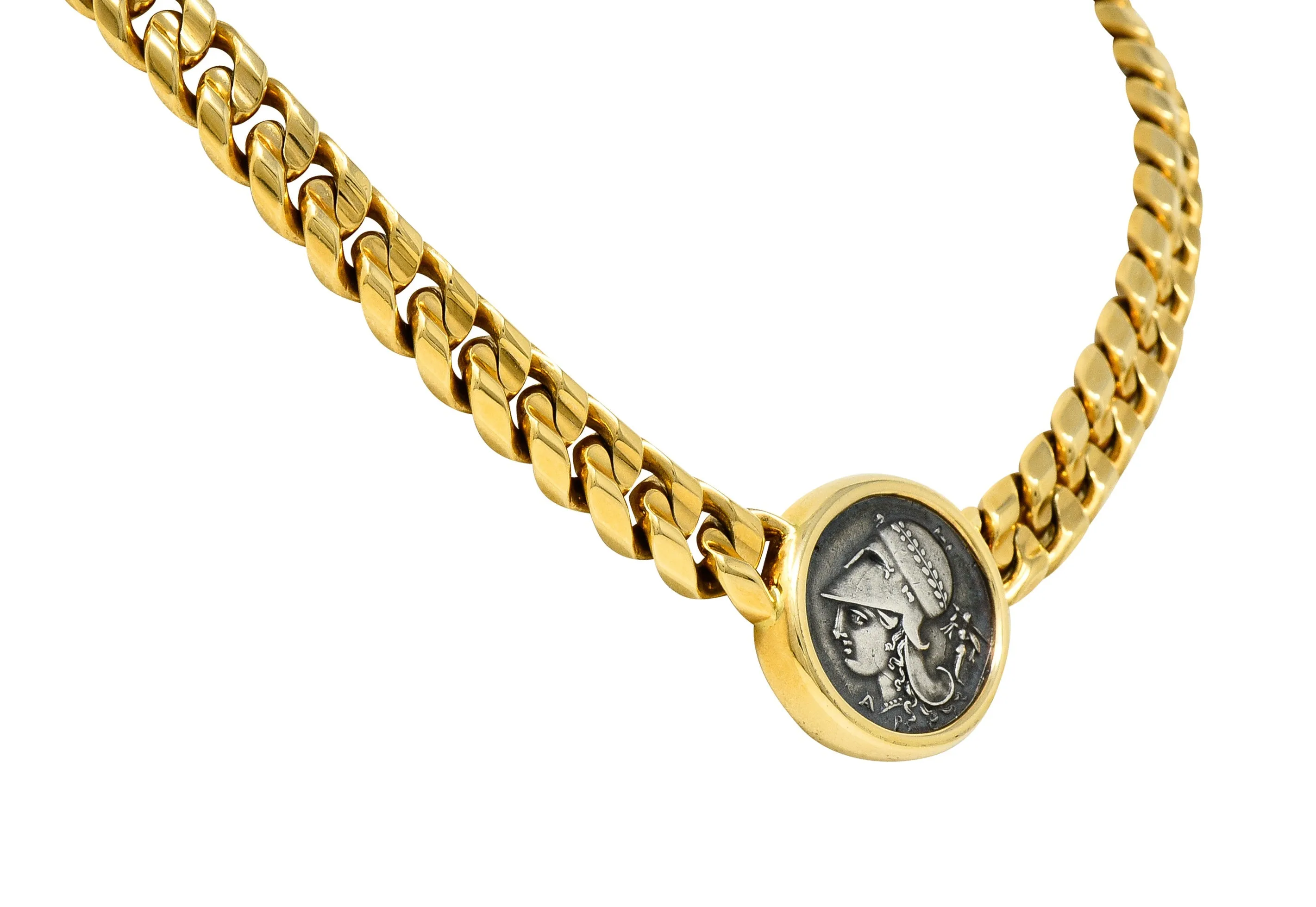 Bulgari Ancient Coin 18 Karat Yellow Gold Athena Pegasus Monete Station Necklace