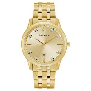 Bulova Men's Classic Sutton Diamond Gold-Tone Stainless Steel Watch 97D123