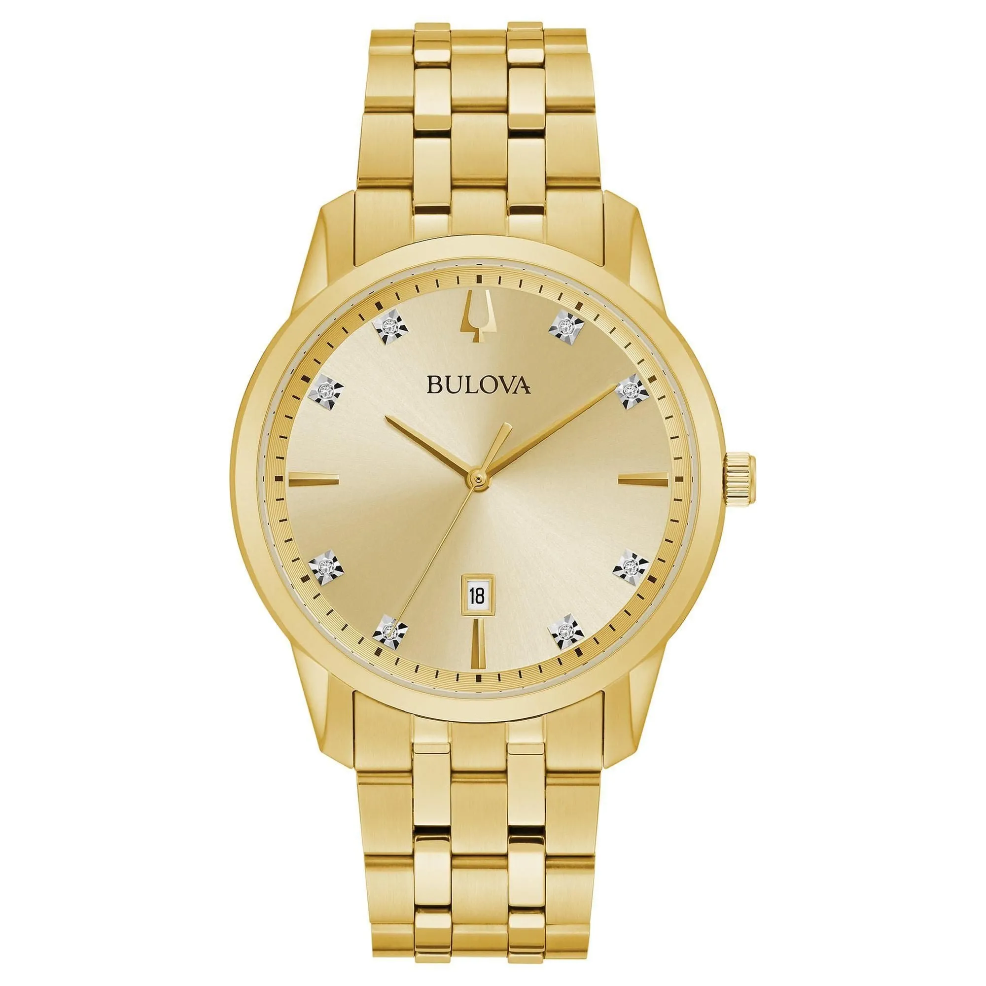 Bulova Men's Classic Sutton Diamond Gold-Tone Stainless Steel Watch 97D123