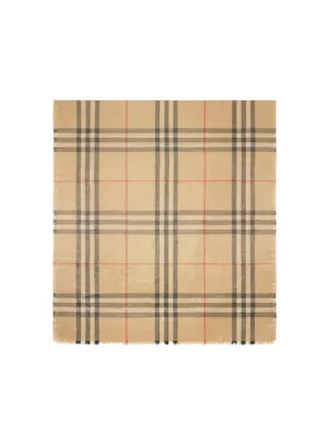 Burberry Metallic Wool Silk Scarf in Sand