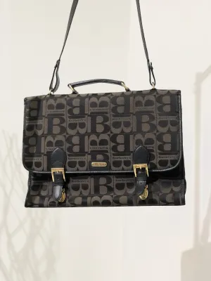 Burberrys Blogo Jacquard 2way Satchel Bag Shoulder Bag Black Vintage Old a88ihp