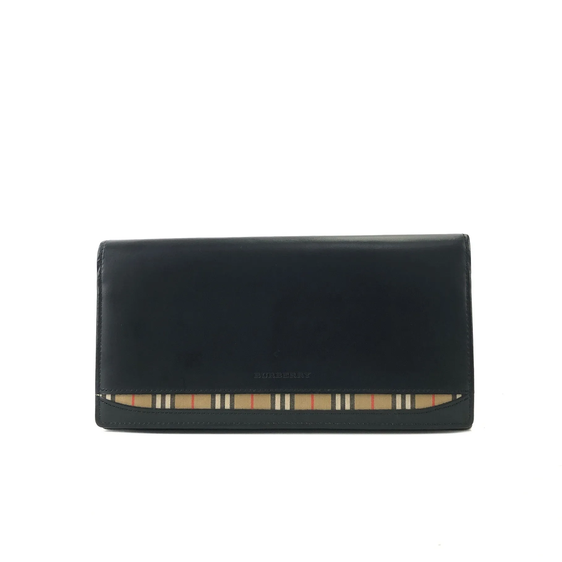 Burberrys Classic check Logo Wallet Black Vintage Old z7j3rz