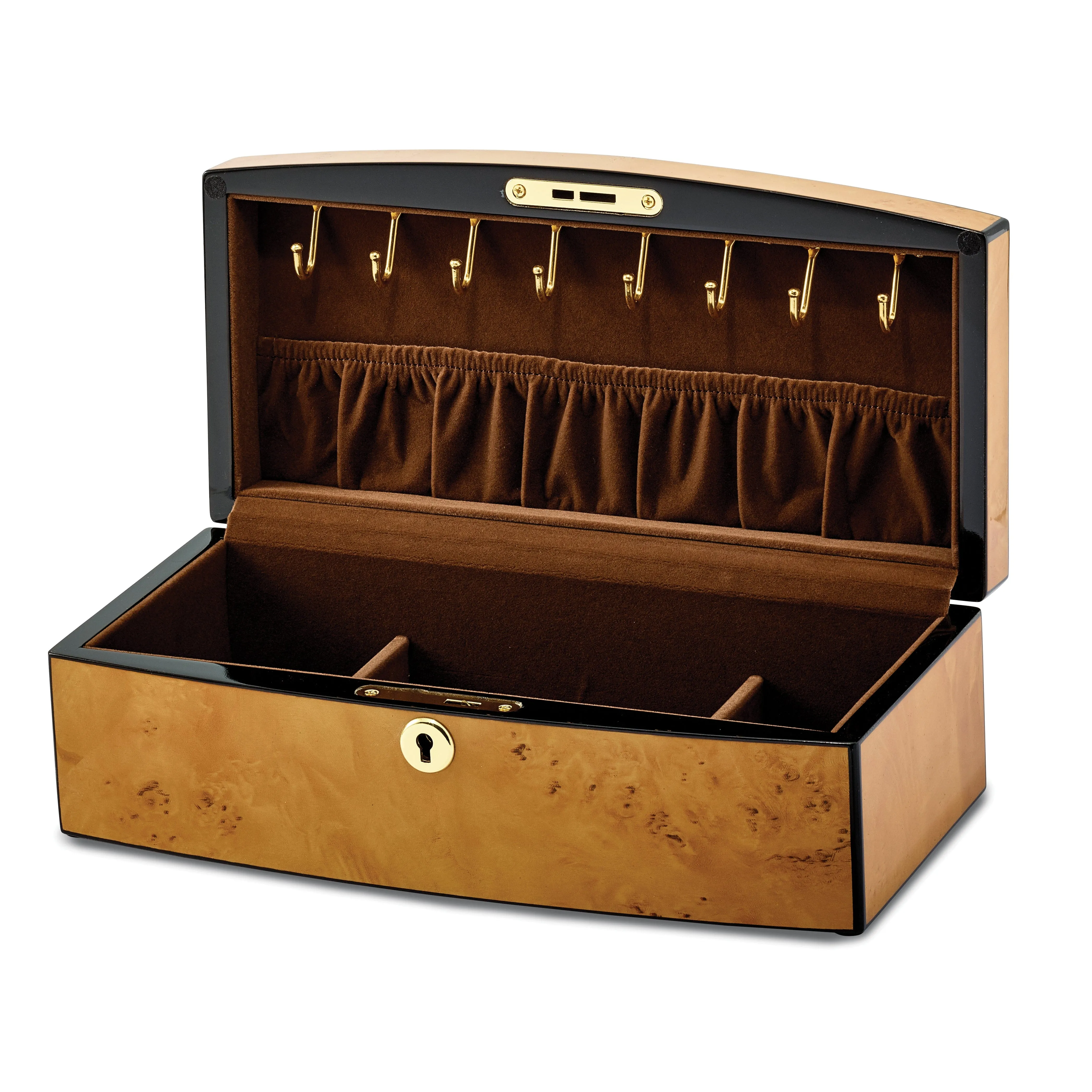 Burlwood Veneer High Gloss Tray Jewelry Box