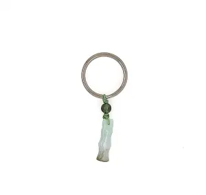 Burmese Jadeite Bamboo and Green Tourmalated Quartz Charm