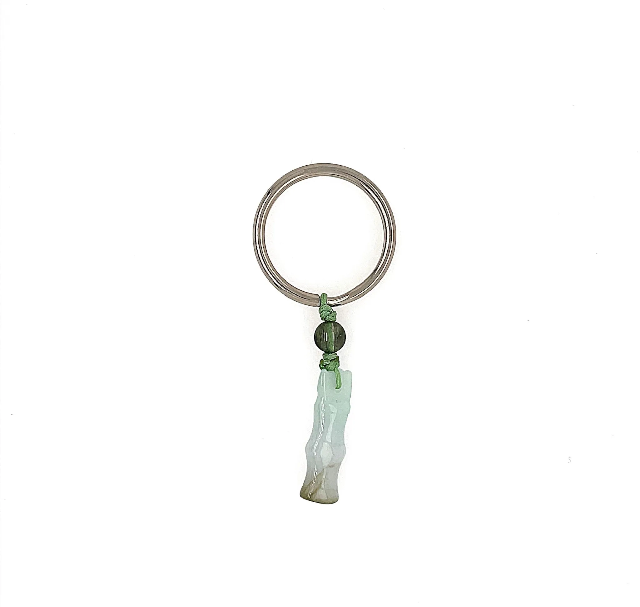 Burmese Jadeite Bamboo and Green Tourmalated Quartz Charm