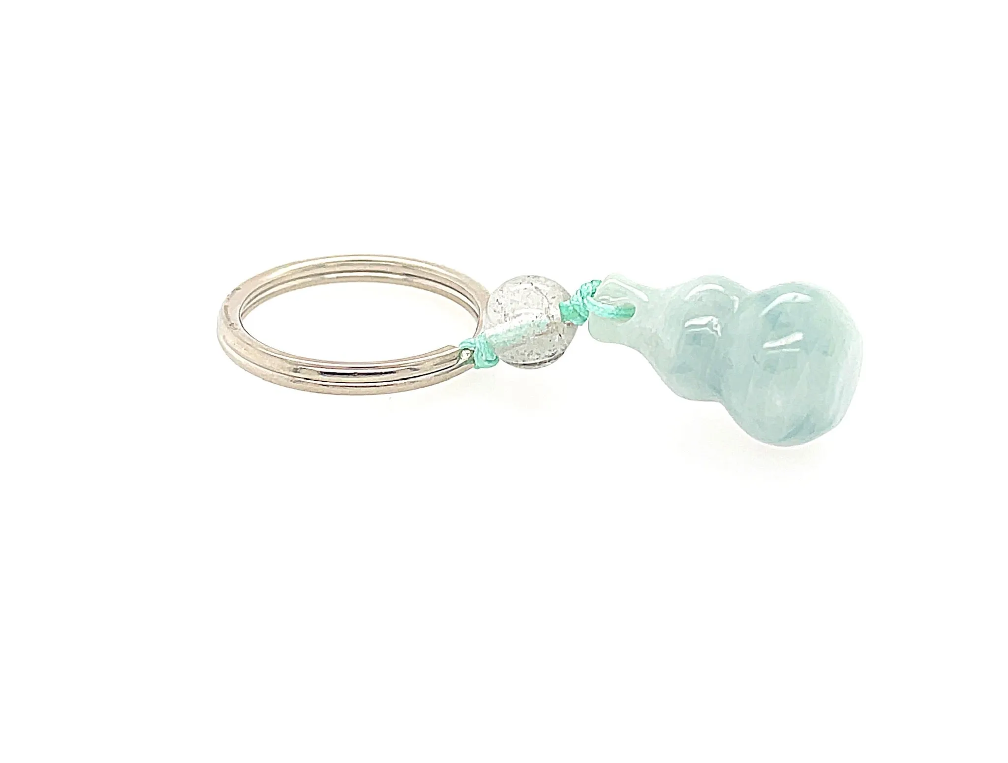 Burmese Jadeite Gourd w/ Blue Tourmalated Quartz Charm