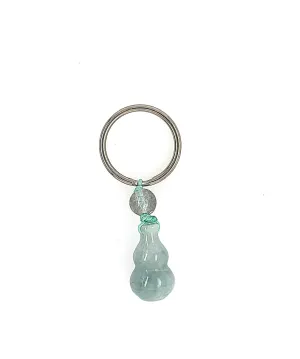 Burmese Jadeite Gourd w/ Blue Tourmalated Quartz Charm