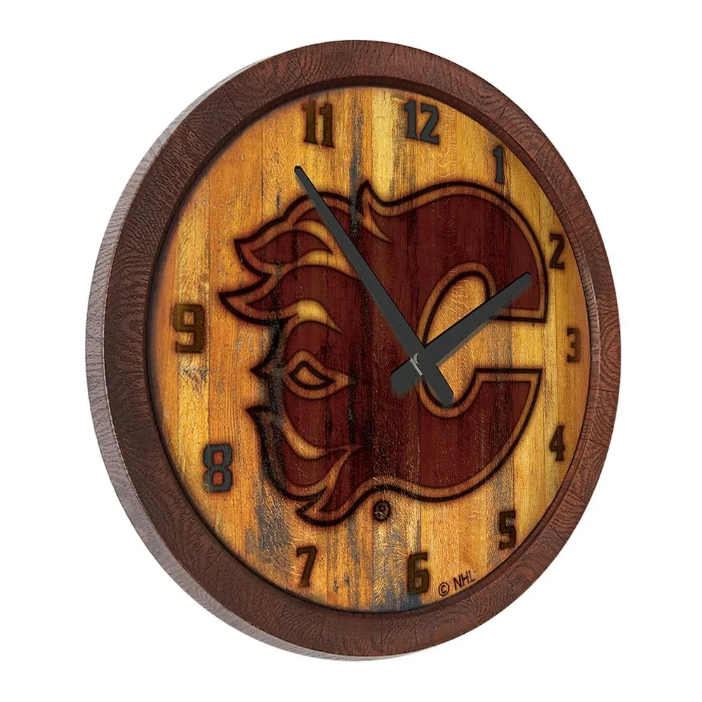 Calgary Flames: Branded "Faux" Barrel Top Wall Clock