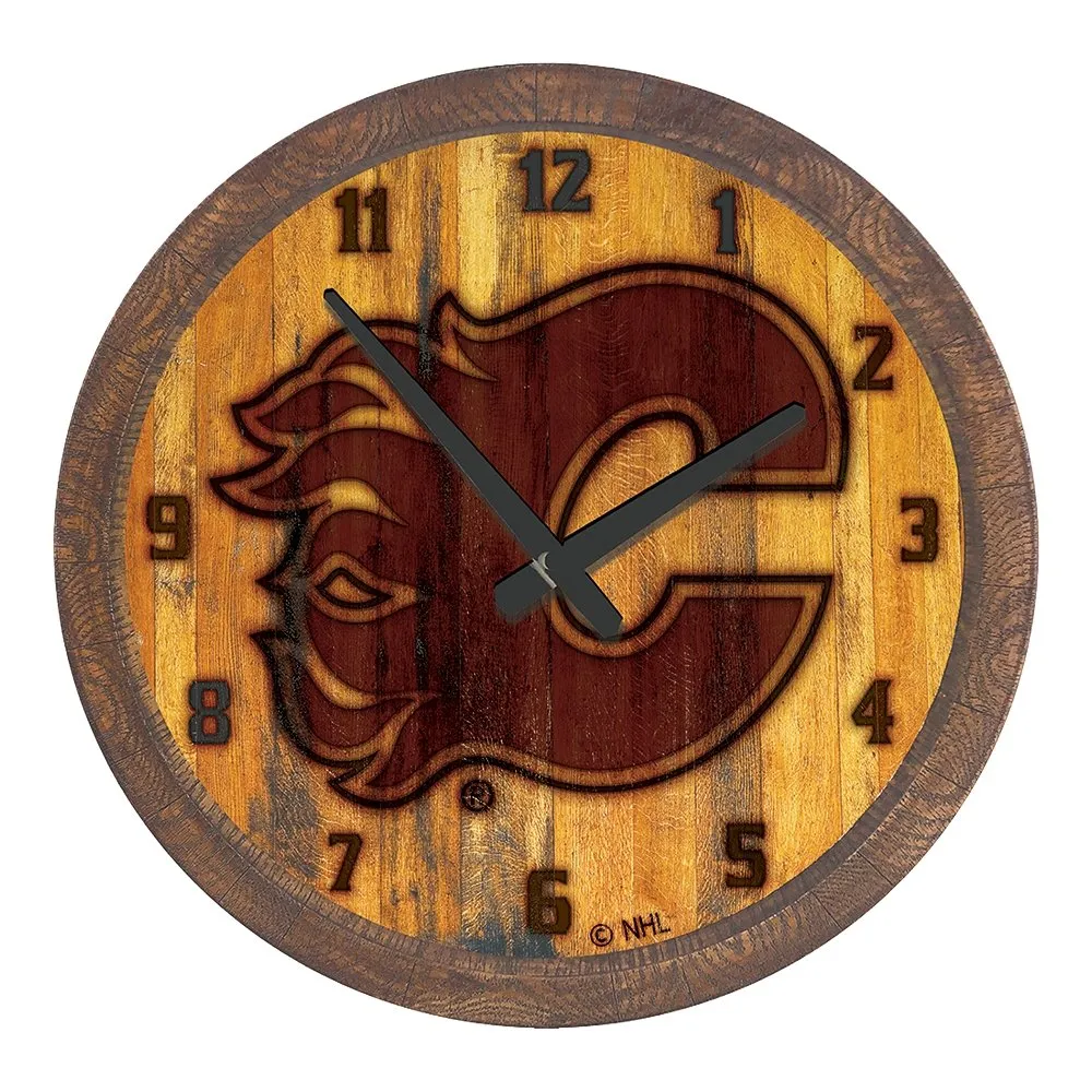 Calgary Flames: Branded "Faux" Barrel Top Wall Clock