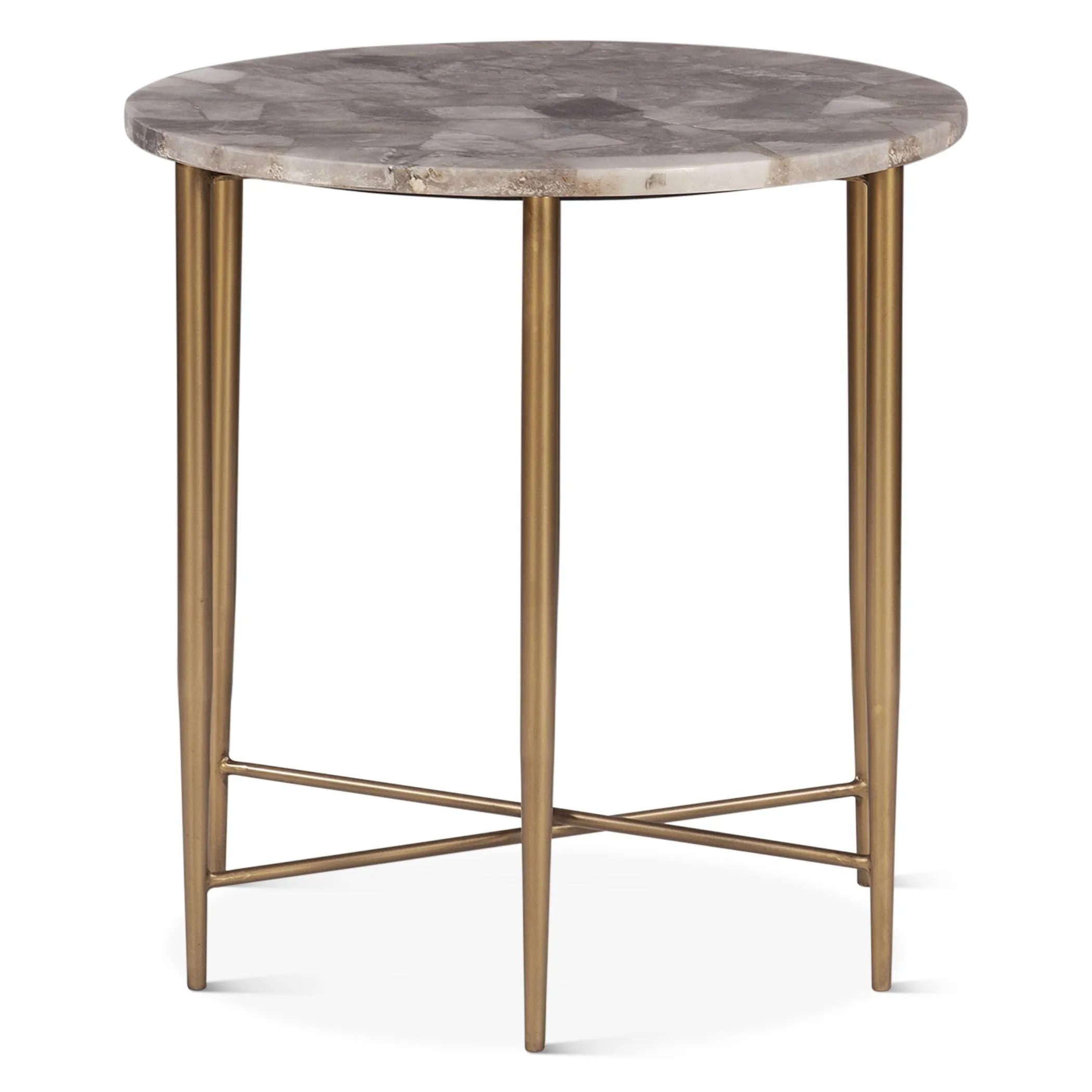 Calico 24" Side Table in Smoky Quartz with Iron Base