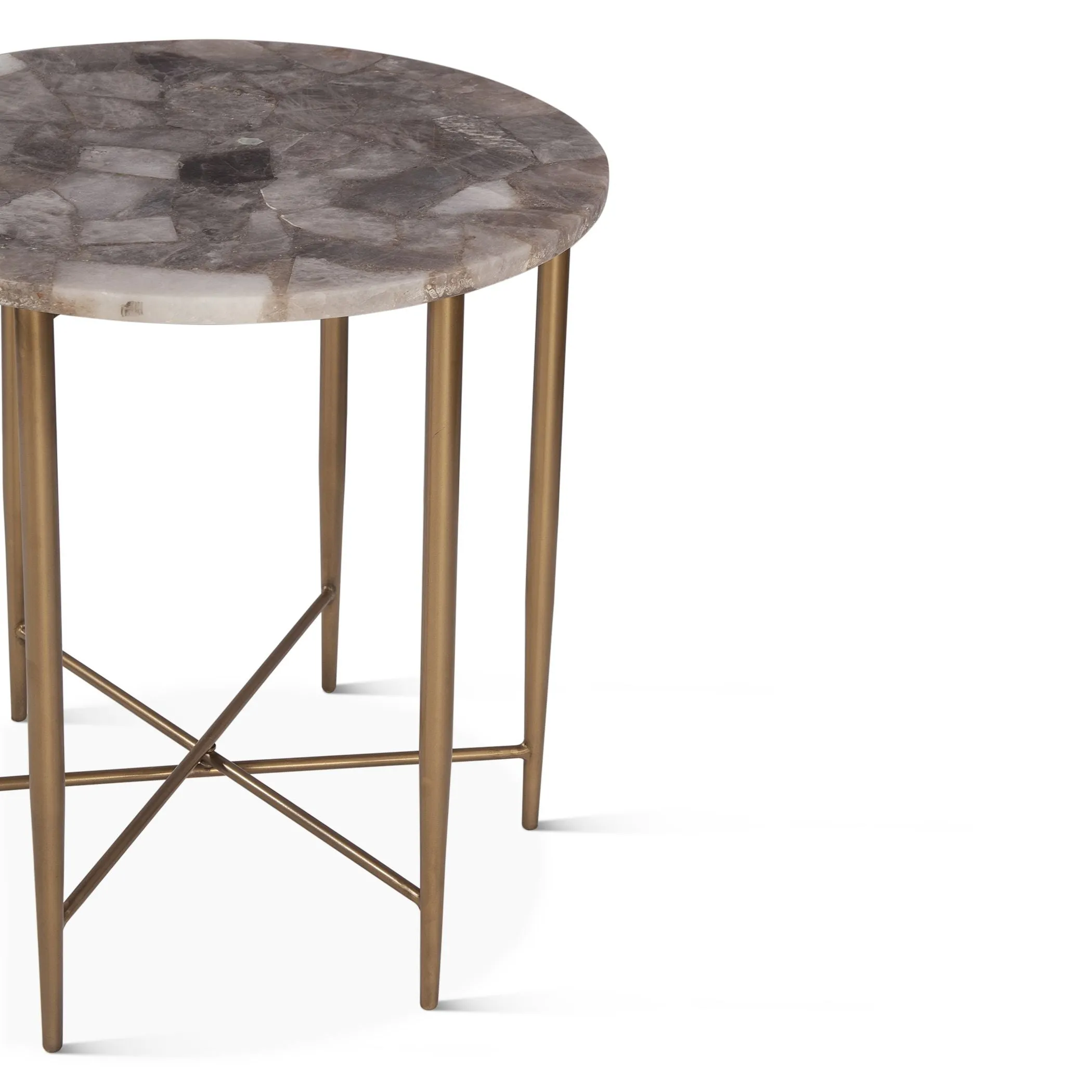 Calico 24" Side Table in Smoky Quartz with Iron Base