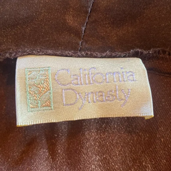 California Dynasty chocolate mocha Brown Velvet Satin Robe Women Vintage sz M