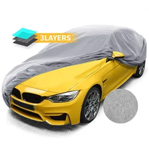 Car Covers, Auto Vehicle Covers for Indoor Grey Cheap Car Cover Dust-Proof Anti Bird Dropping Tree Leaves Windproof Car Tarp 200"