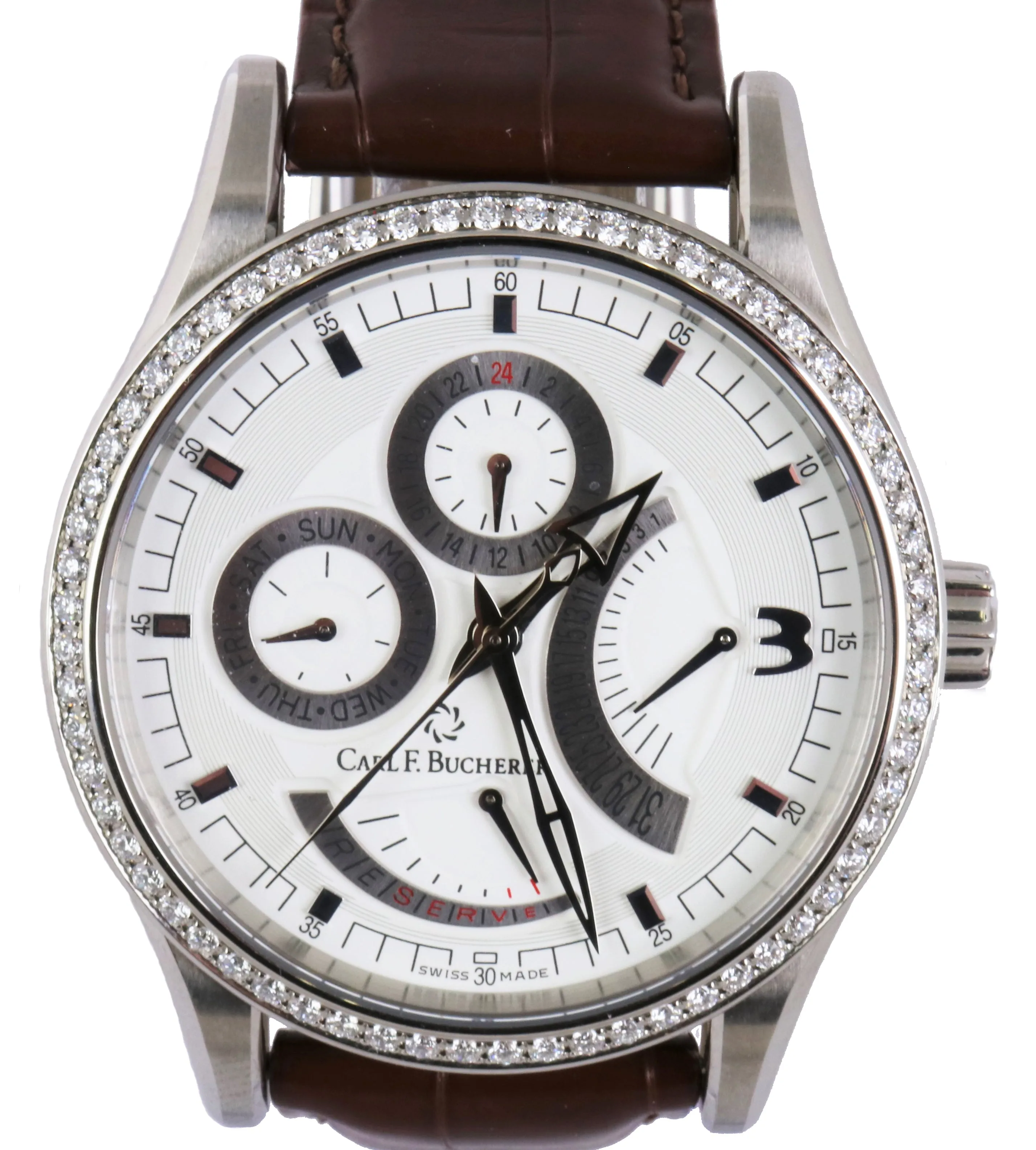 Carl F. Bucherer Diamond Manero Retrograde 10901.08 Stainless Brown Strap 40mm