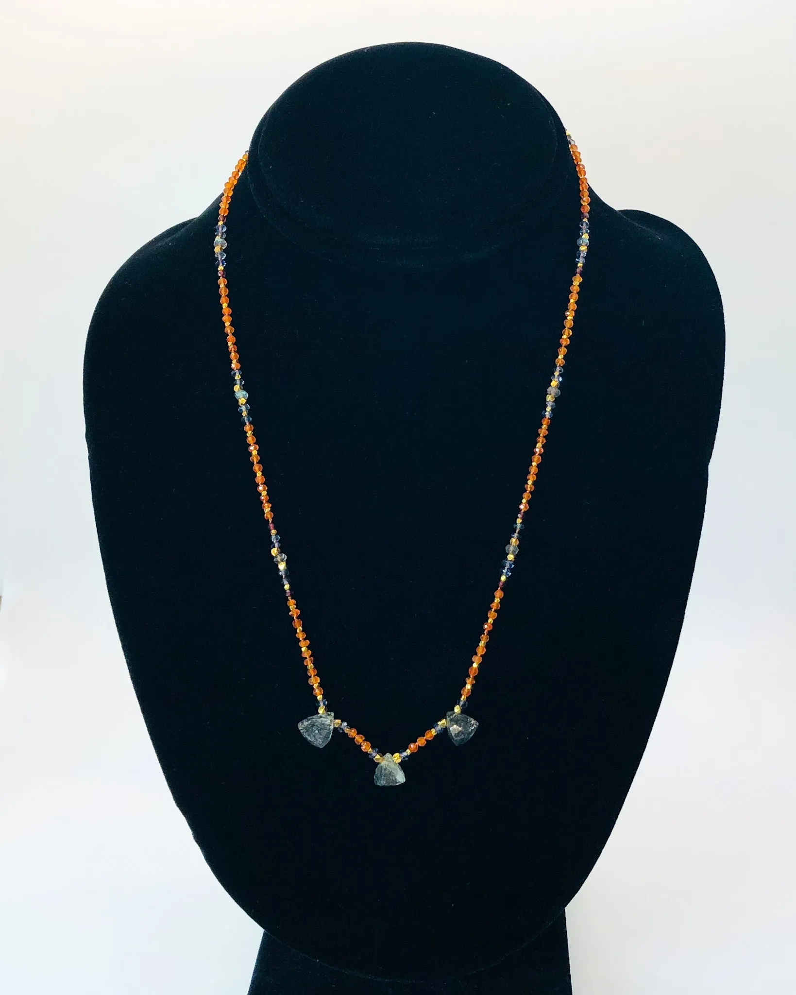 Carnelian and Quartz Knotted Stone Necklace