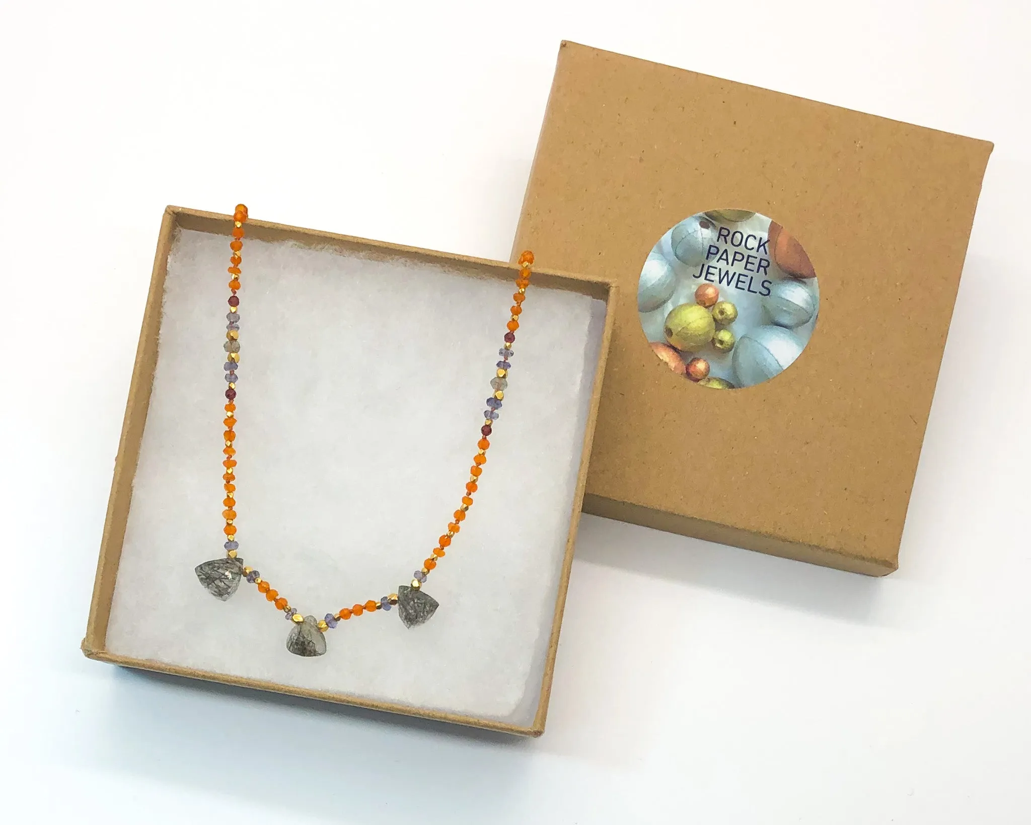 Carnelian and Quartz Knotted Stone Necklace