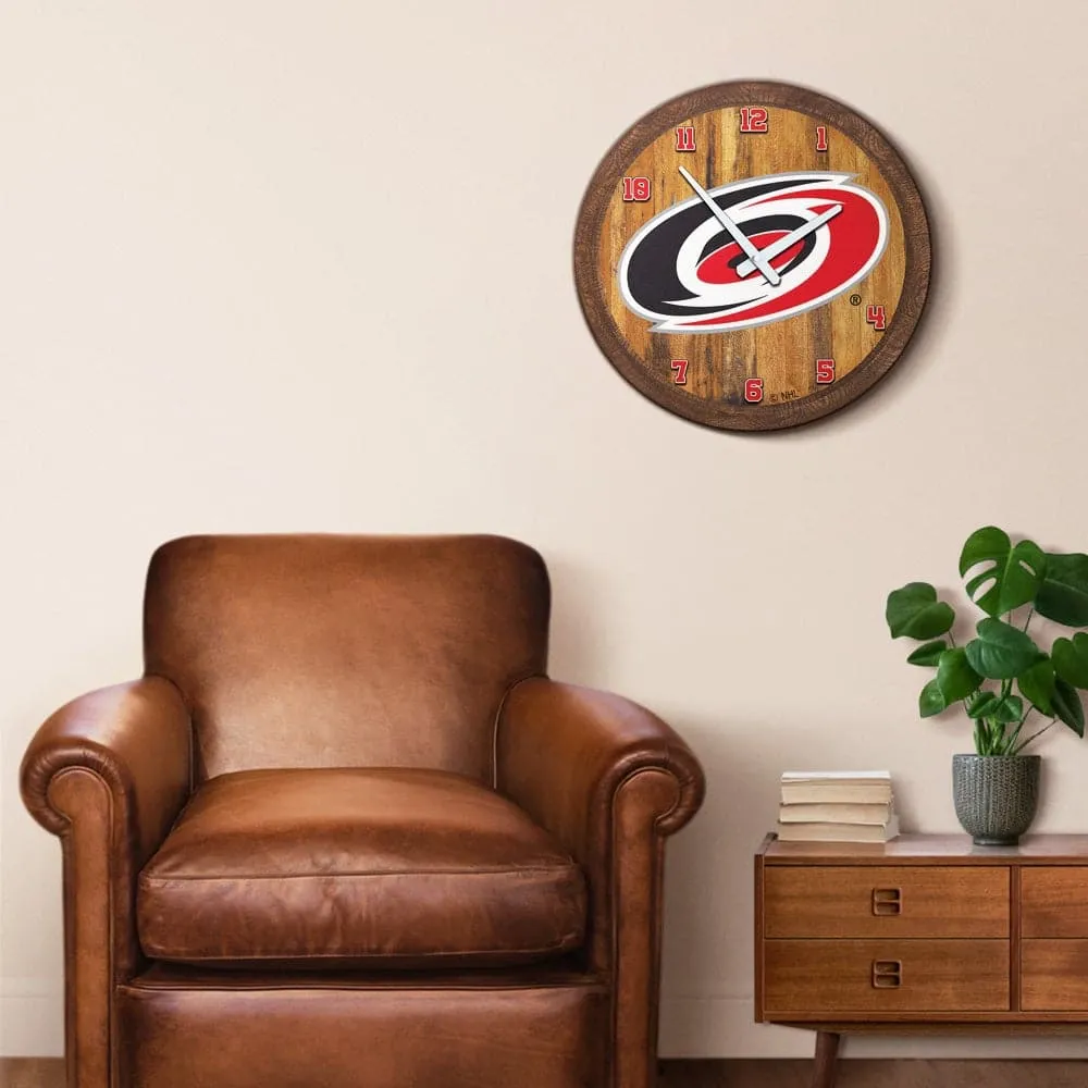 Carolina Hurricanes: "Faux" Barrel Top Wall Clock