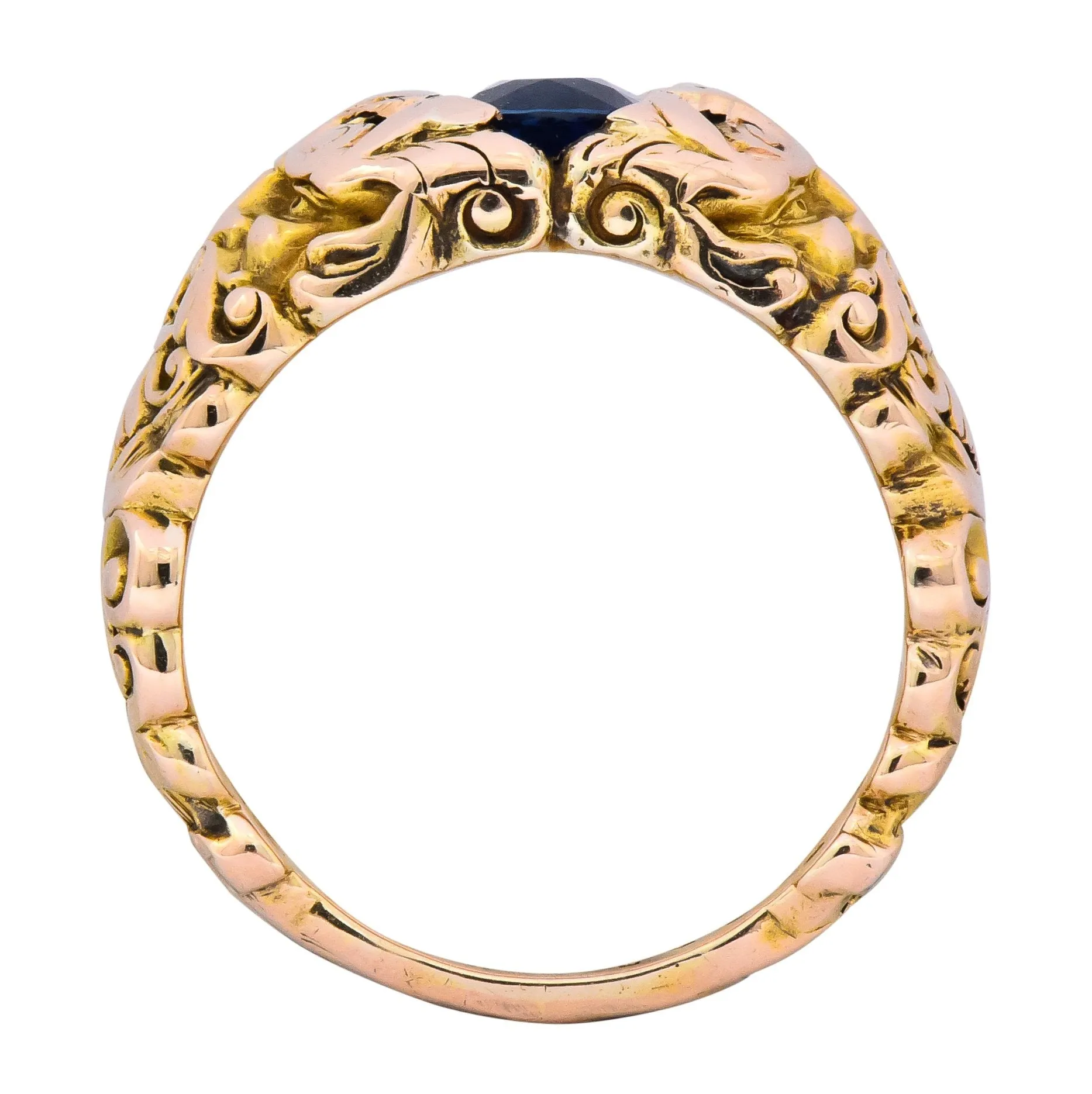 Carter Gough & Co. 1.32 CTW No Heat Sapphire 14 Karat Gold Anemoi God of Wind Unisex Ring AGL