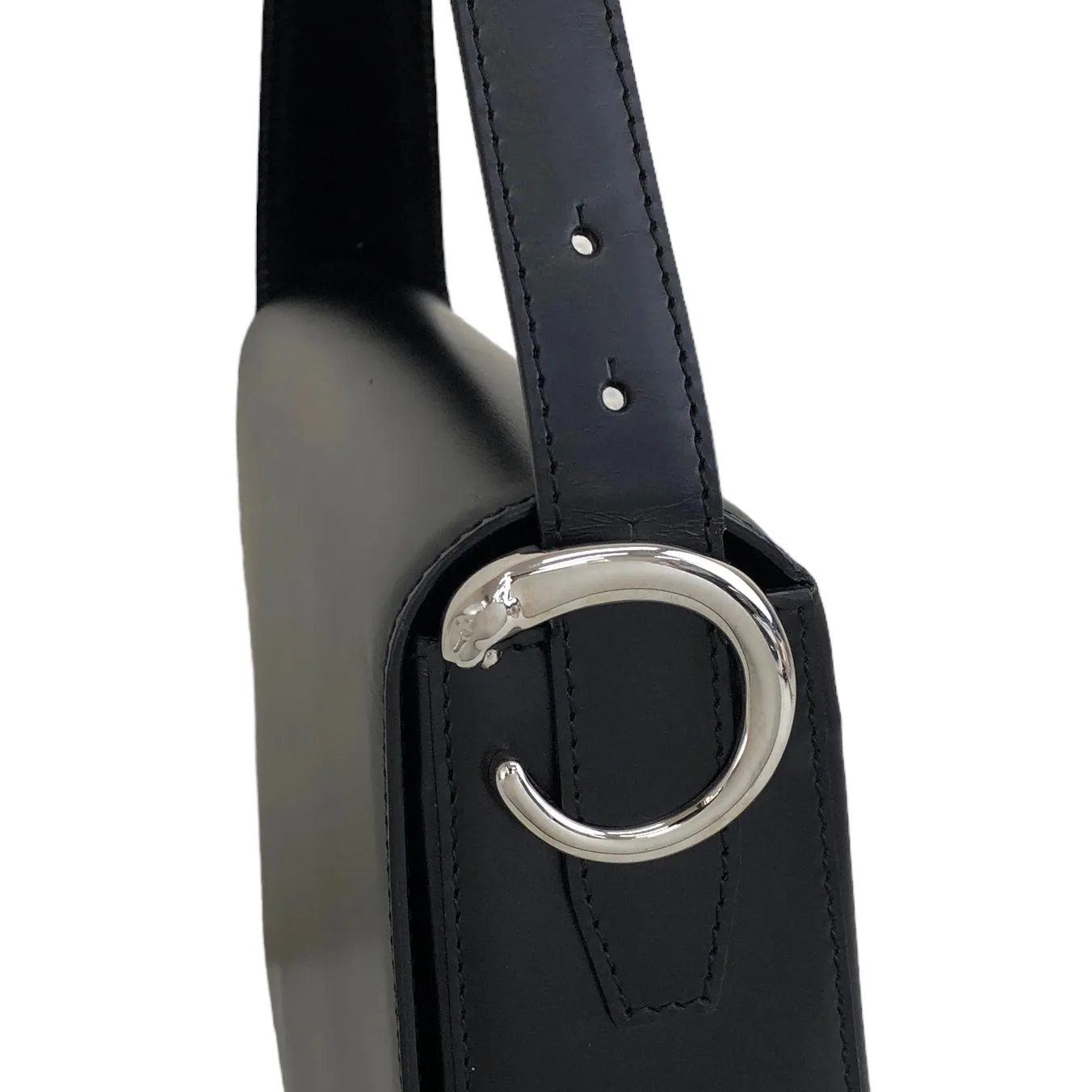 Cartier Flap Leather Shoulder bag Black Vintage mhshjb