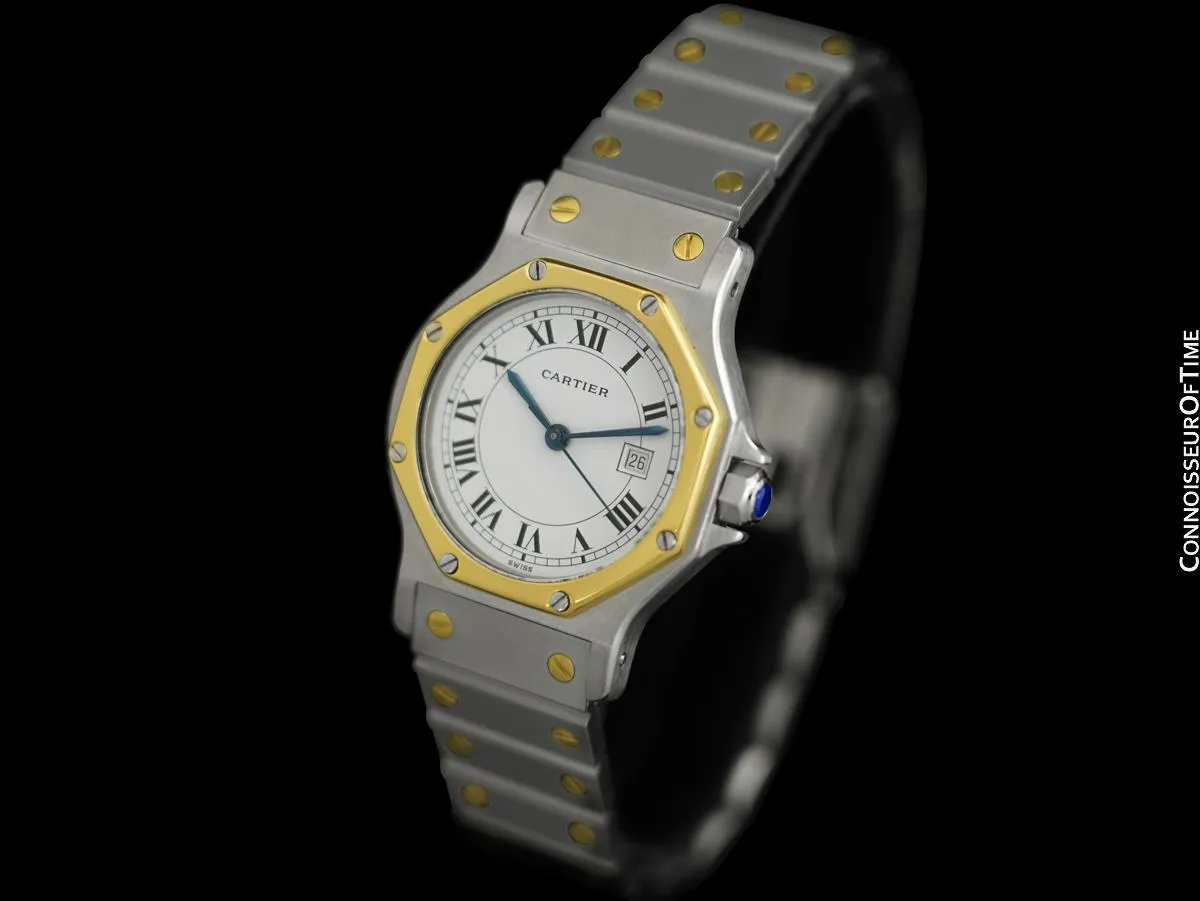 Cartier Santos Octagon Mens Unisex Watch, Automatic - Stainless Steel & 18K Gold