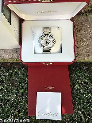 Cartier Stainless Steel 42mm Ballon Bleu with Custom Diamond Bezel