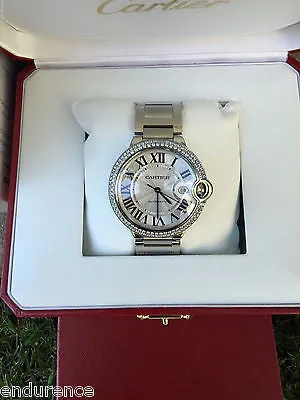 Cartier Stainless Steel 42mm Ballon Bleu with Custom Diamond Bezel