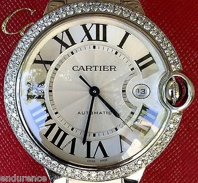 Cartier Stainless Steel 42mm Ballon Bleu with Custom Diamond Bezel