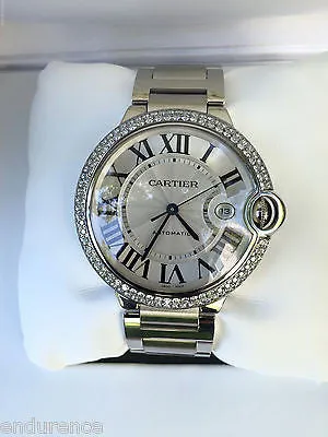 Cartier Stainless Steel 42mm Ballon Bleu with Custom Diamond Bezel