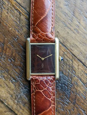 Cartier Tank Vermeil Burgundy - Manual Wound