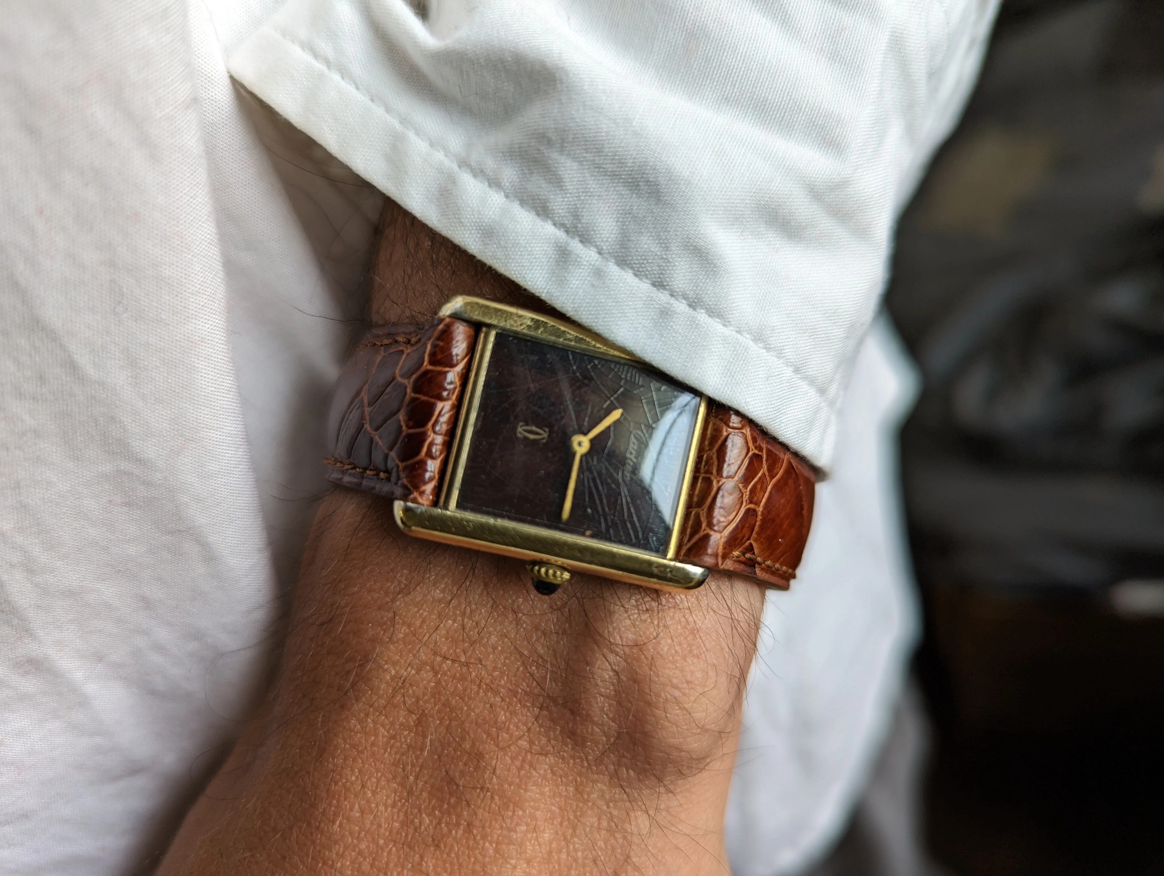 Cartier Tank Vermeil Burgundy - Manual Wound