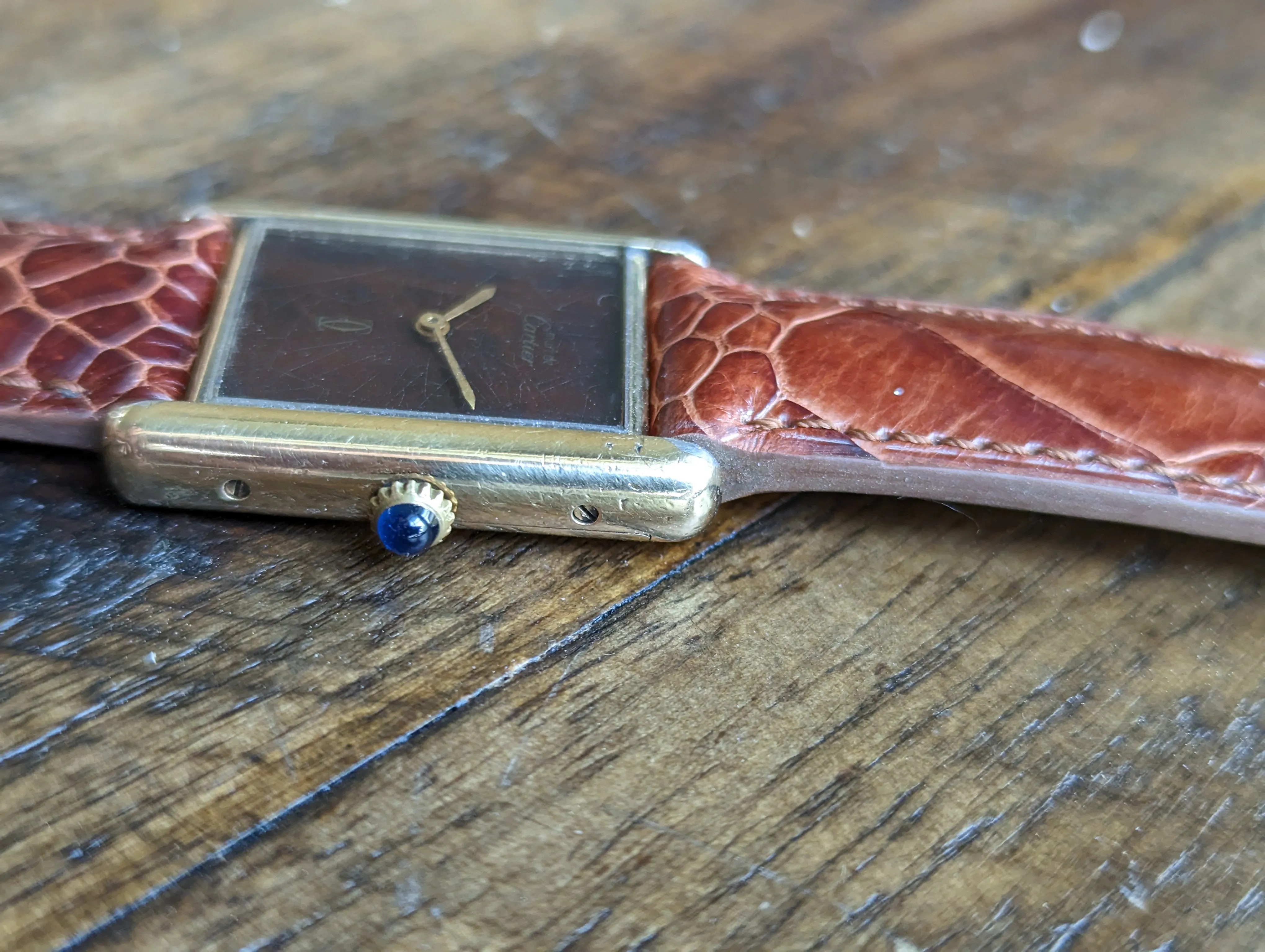 Cartier Tank Vermeil Burgundy - Manual Wound